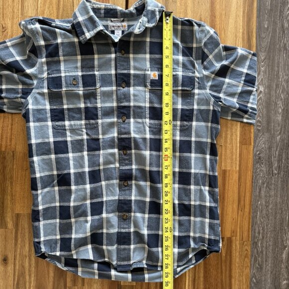 Carhartt Original Fit Blue Plaid Button Down Shirt Men's Medium Cowboy Western - Picture 12 of 13